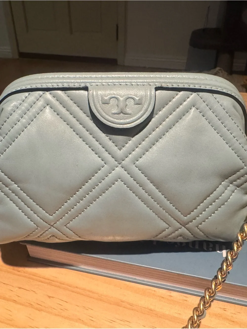 Light Blue Quilted Crossbody Bag